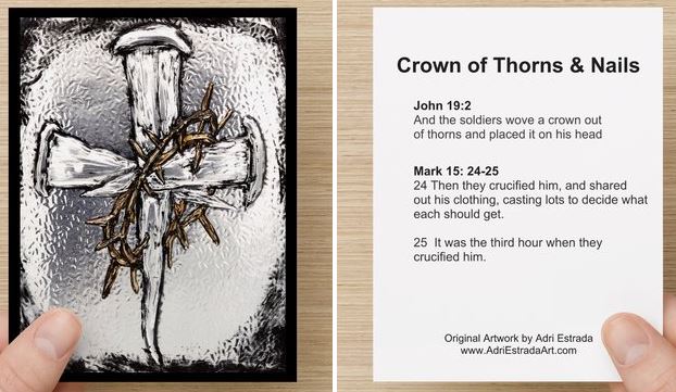 Nails & Crown of Thorns Cross Holy Card
