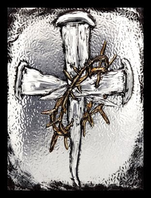 Nails & Crown of Thorns Cross Holy Card