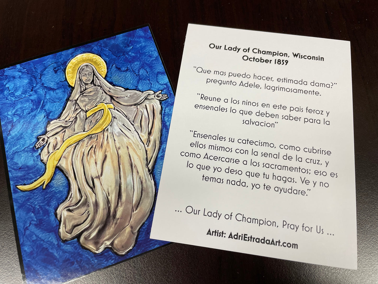 Our Lady of Champion Holy Card-Spanish