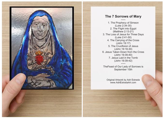 7 Sorrows of Mary Holy Card